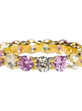 D色莫桑石粉白间隔排戒