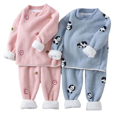 熊猫绒2024新款儿童睡衣家居服