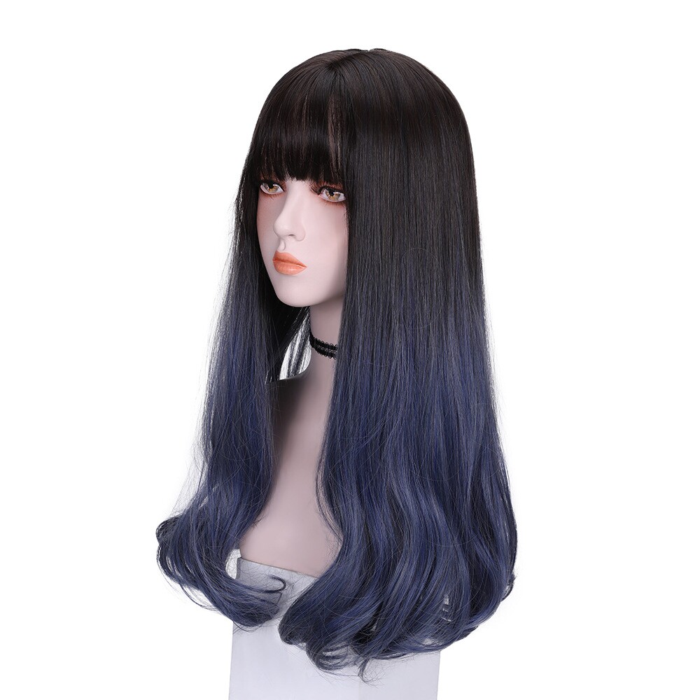 速发新款女式假发长卷发时尚挑染渐变小波浪发套舒适自然整顶披肩