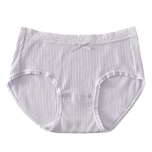 内裤女纯棉中高腰大码女士三角裤头舒适透气全棉孕妇产后蕾丝短裤