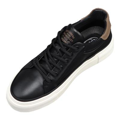 白底系带真皮休闲厚底男士板鞋