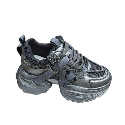 真皮水钻老爹鞋休闲运动鞋厚底女