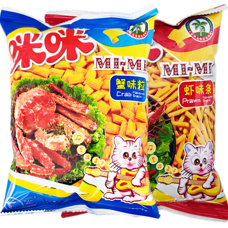 咪咪虾条 大包 蟹味粒90g袋装 马来西亚风味膨化食品童年怀旧零食