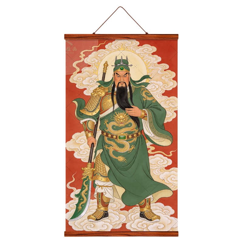 中式关公武财神无框免打孔挂画