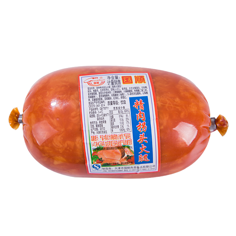 天津国顺精肉拐头淀粉火腿卷 做三明治的咸火腿肠生吃即食约500g