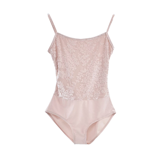 性感风挂脖体服拼接芭蕾舞蹈服色连体练功服丝绒烧花训练服艺考