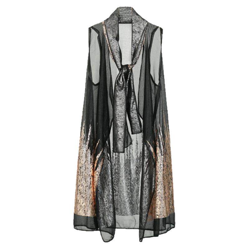 夏季长款马甲外套潮牌薄款无袖开衫风衣潮流个性飘逸马夹披肩外搭