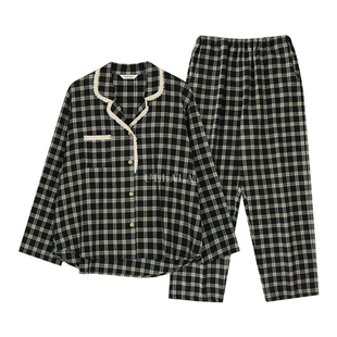 韩国允儿同款ULLALA乌拉拉进口家居服棉质少女睡衣甜美黑白格减龄