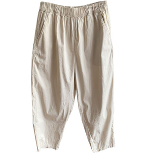 INENMU印木速干棉女裤夏季宽松大码松紧显瘦粗腿薄款哈伦萝卜裤潮