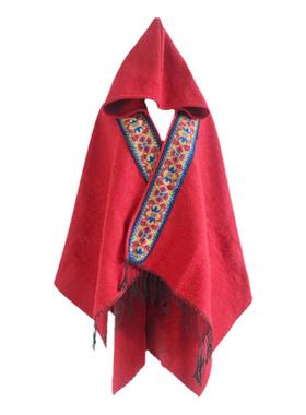 红色围巾茶卡盐湖丽江披肩沙漠斗篷披风连帽西藏稻城亚丁旅游女装