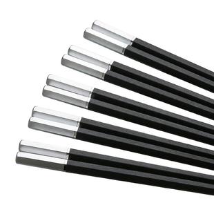 合金筷子家用高档新款高端六角筷子饭店商用高级酒店专用定制刻字