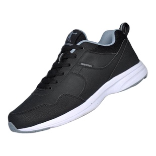 乔丹男鞋纯黑色运动鞋冬款皮面防水跑步鞋正品旅游鞋软底工作波鞋