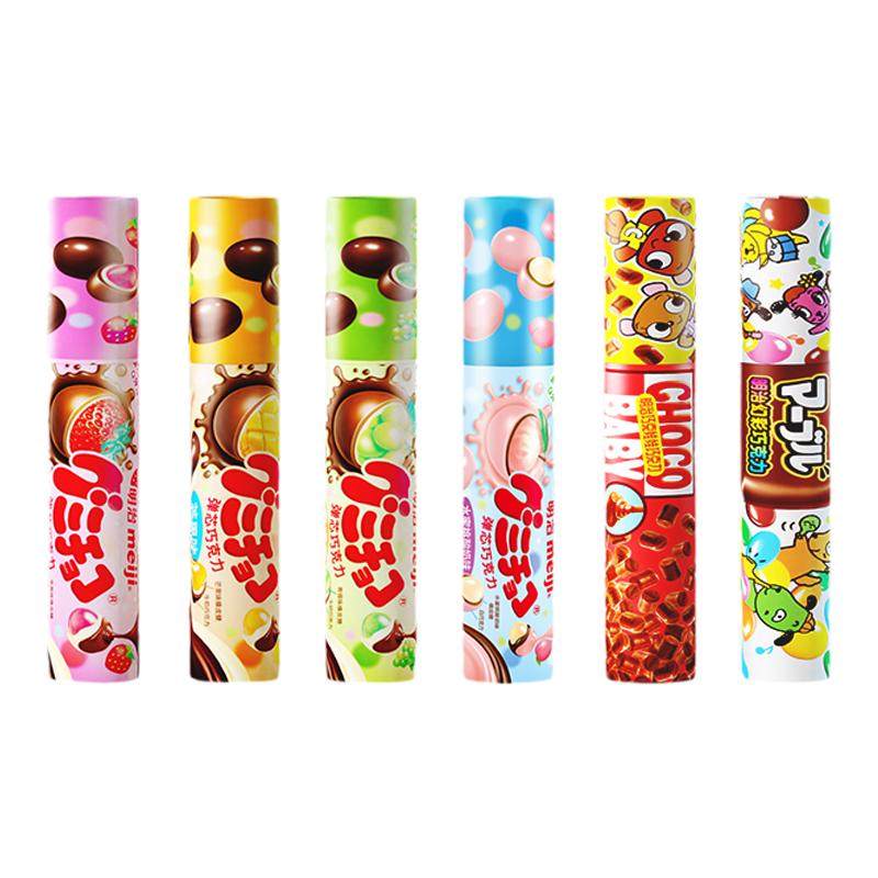 meiji明治小糖果橡皮糖夹心巧克力50g萌巧多口味儿童分享零食筒装