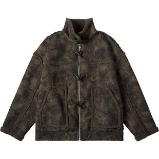 NMAX大码潮牌男装冬新品pu皮夹克外套复合配色摇粒绒保暖棉衣