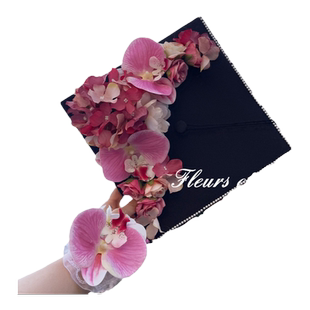 簪花学士帽毕业装饰品diy手工材料包成品古风博士硕士帽花艺定制