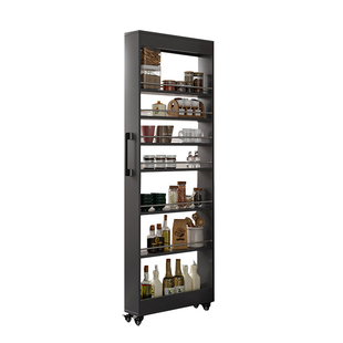 铝合金厨房收纳架冰箱侧面缝隙侧拉架极窄边柜置物架可移动夹缝架