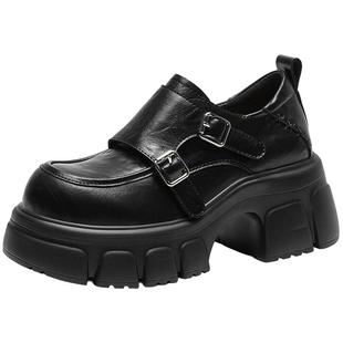 Lee Cooper厚底乐福鞋女2026新款春季增高女鞋黑色单英伦风小皮鞋