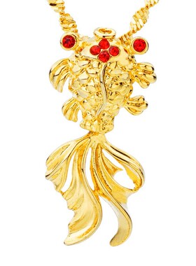 3D硬金仿真金沙金女款金鱼吊坠
