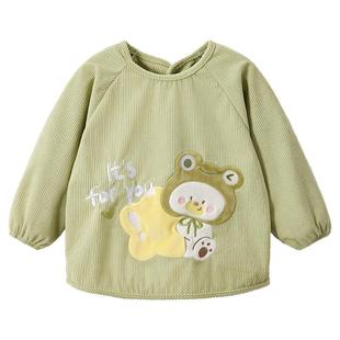 威尔贝鲁宝宝罩衣儿童男宝防脏吃饭围兜防水围裙幼儿园反穿衣秋冬