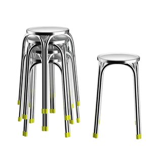 不锈钢圆凳不锈钢加厚圆凳家用折叠餐桌凳车间工厂工业铁凳高矮凳