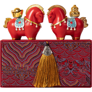 创意镂空葫芦马上福禄招财茶宠摆件马年家居装饰品桌面工艺品礼品