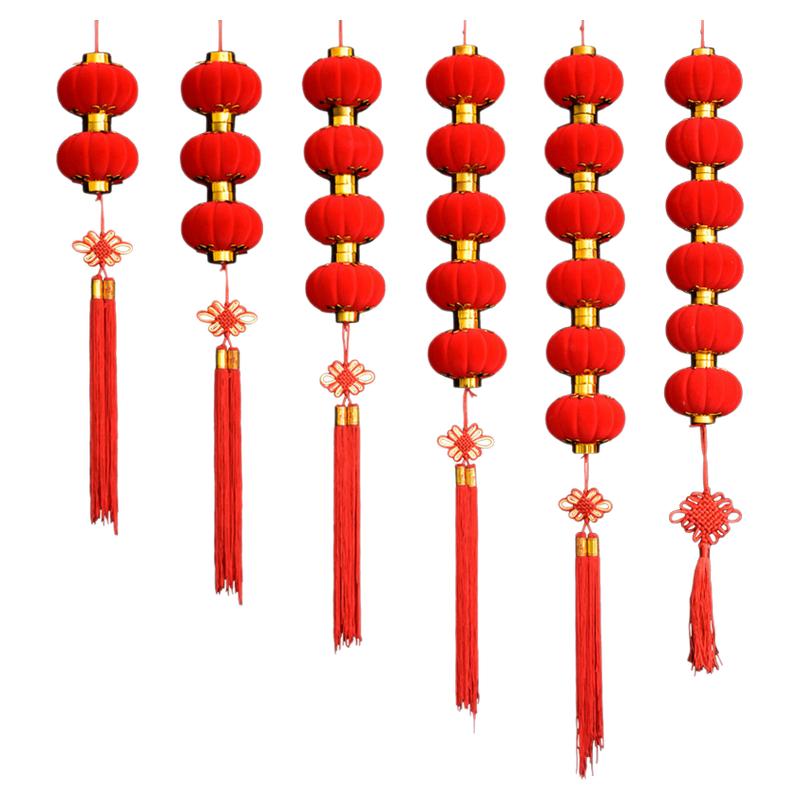 大红盆景户外结婚春节植绒小灯笼