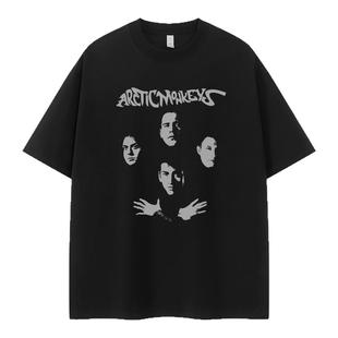Arctic Monkeys北极猴子乐队复古人像小众美式街头vtg摇滚短袖T恤