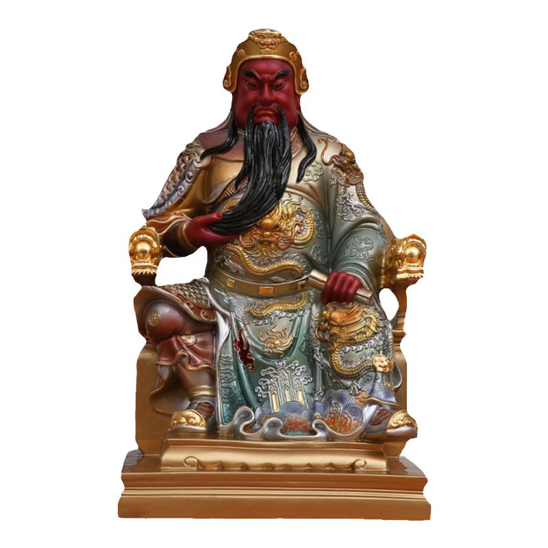 纯铜精工彩绘看书关公武财神