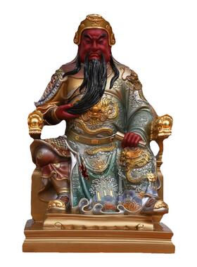 铜雕关圣帝君看书关公神像摆件