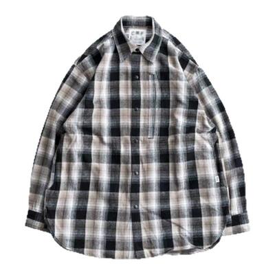 【SOLAR BEAMS】日系重磅机能复古法兰绒宽松格子长袖衬衫外套