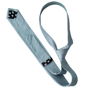 青灰色男士桑蚕丝领带纯色窄款6cm斜纹真丝休闲领带