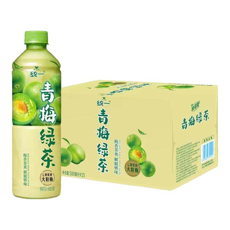 统一青梅绿茶清爽解腻500ml*15瓶