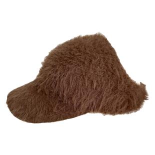 可扎马尾毛绒鸭舌帽子女冬季时尚保暖毛茸茸针织棒球帽毛线空顶帽