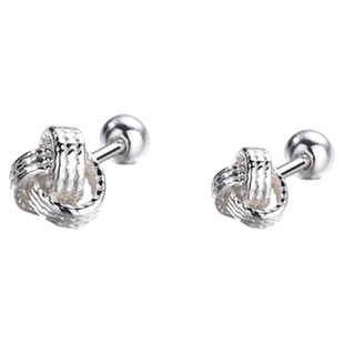 S999纯银耳钉女如意结简约小巧通勤百搭耳骨钉小众养耳洞小众设计