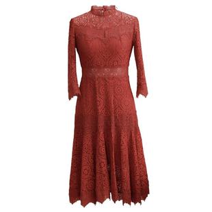 镂空蕾丝连衣裙女春秋中长款秋季显瘦气质小香风女裙名媛优雅知性