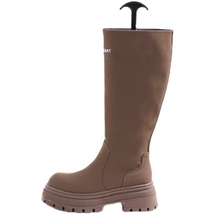 长筒靴女款时尚秋冬外穿增高防水休闲百搭纯色女士加绒保暖高筒靴