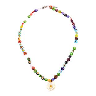 CREW韩国小雏菊项链糖果笑脸琉璃珠坠链周雨彤同款小众甜酷夏情侣