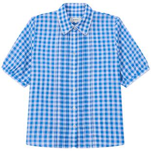 【新品】BEANPOLE滨波 2026夏女海岛清新纯棉泡泡纱格纹短袖衬衫