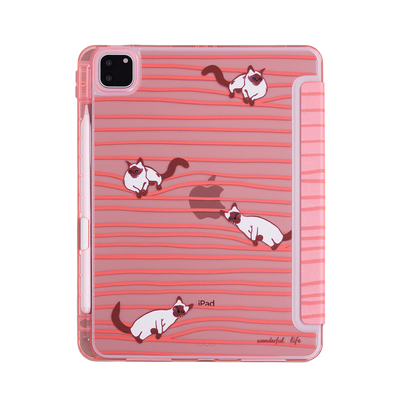 粉条纹咖白猫苹果ipad11保护套