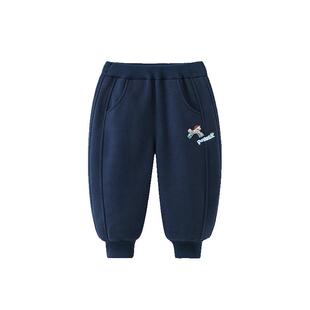 [骏马福裳][460G]齐齐熊宝宝裤子加绒加厚冬款男童卫裤儿童拜年服