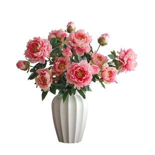 法式牡丹花仿真花芍药假花摆件客厅餐桌花束玄关电视柜装饰永生花