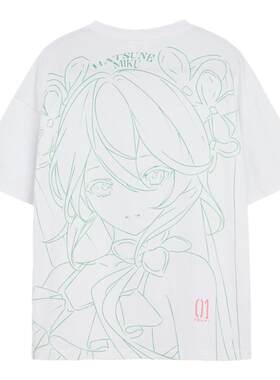 moeyu初音未来生如夏花夏季短袖T恤女miku圆领上衣宽松二次元周边