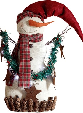 掬涵日气雪人圣诞树怀旧手绘摆件