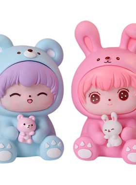 情侣儿童存钱罐摆件双胞胎手办礼