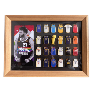 贾马尔穆雷掘金球衣徽章胸针原创设计装裱实木相框摆台球迷礼物男