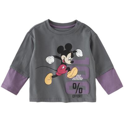 迪士尼IP戴维贝拉男童假两件拼色长袖T恤2026春装新纯棉米奇上衣