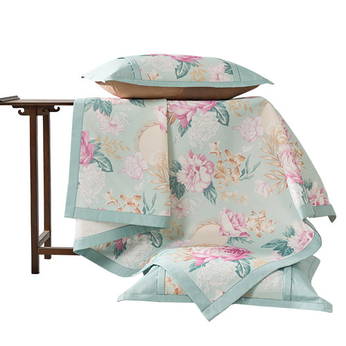 富安娜可水洗凉席三件套夏季空调席学生宿舍冰丝席软席子床上用品