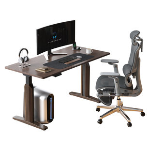 乐歌SE2-T智能电动升降桌高端实木电脑桌办公桌黑胡桃木色大板桌