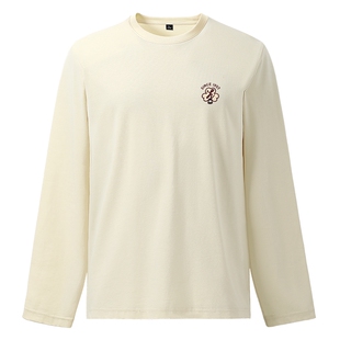 红豆纯棉打底衫男款春秋圆领亲肤内搭长袖体恤男士宽松大码t恤PH