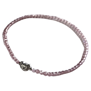 萌萌熊 细天然紫尖晶石闪仙气925银可爱精致百搭小众设计女手链串